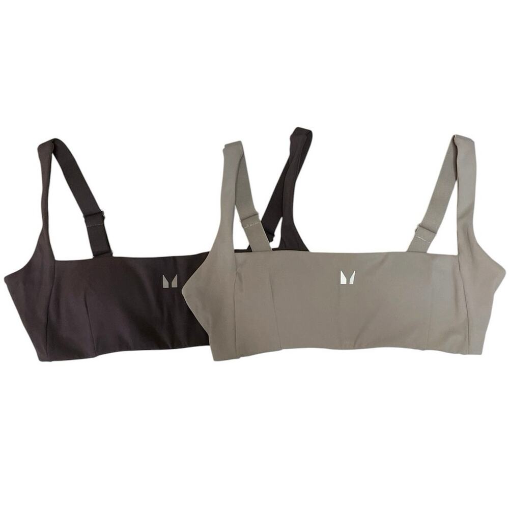 MP Studio Open Back Brown Beige Workout Bundle Lot of 2 Sports Bra Tank Top Sz S